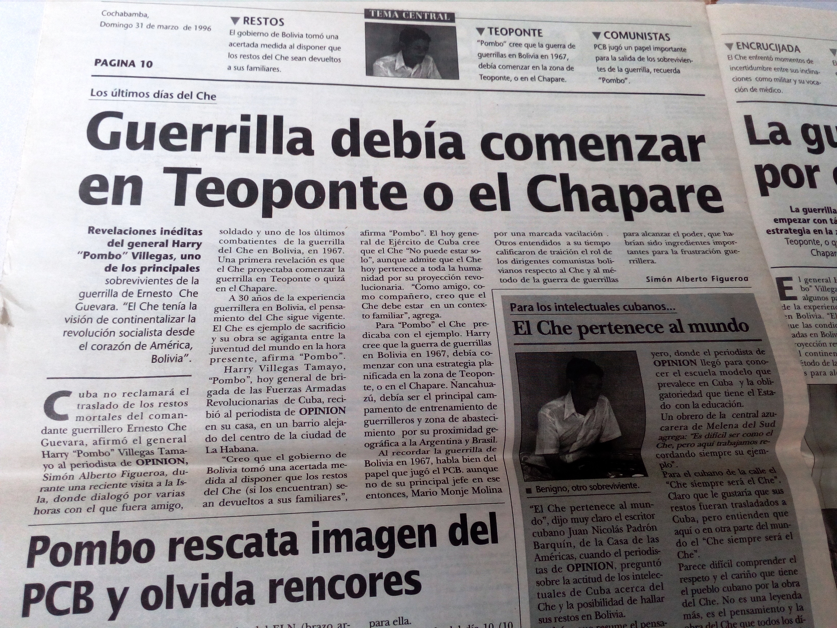 GUERRILLA DEL CHE DEBÍA COMENZAR EN TEOPONTE O EL CHAPARE Imagen 1